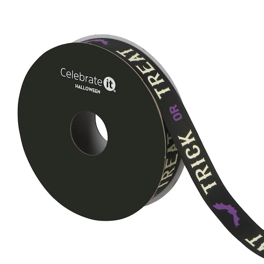 5/8" x 4yd. Black Trick or Treat Ribbon by Celebrate It®